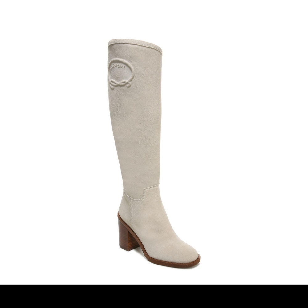FRANCO SARTO Womens Fog Ivory Padded Rivet-tall Round Toe